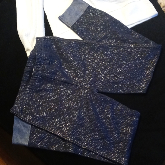 Little Lass Girl 3 piece Faux Fur Vest/Hooded L/Sleeve Tee Jeans Leggings 7/8 - Picture 6 of 8